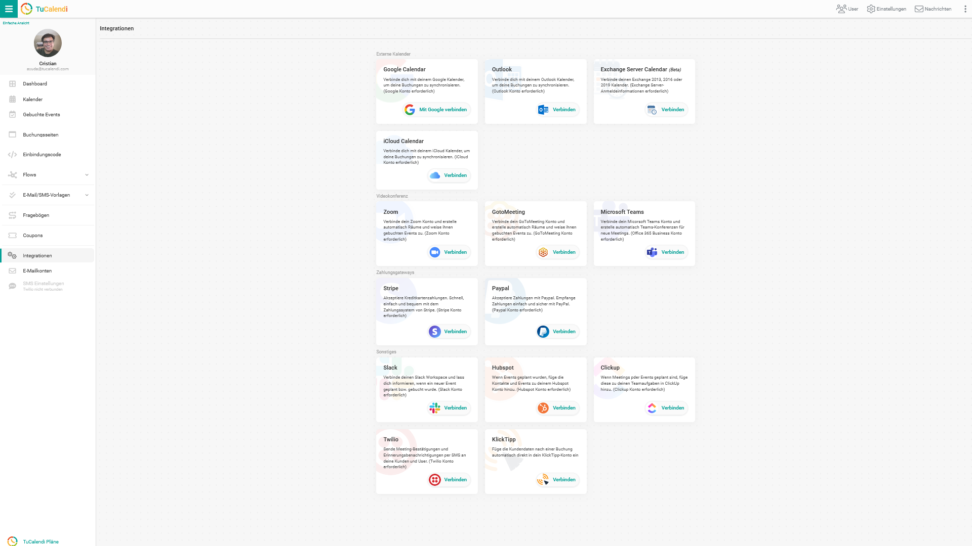 TuCalendi Integrationen