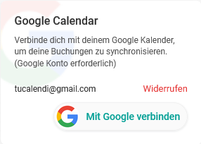 Widerruf der Google Kalender Integration