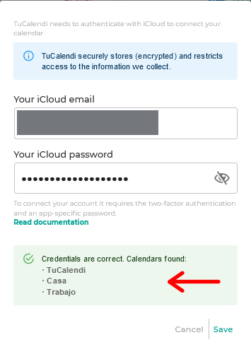 Integrated iCloud with TuCalendi