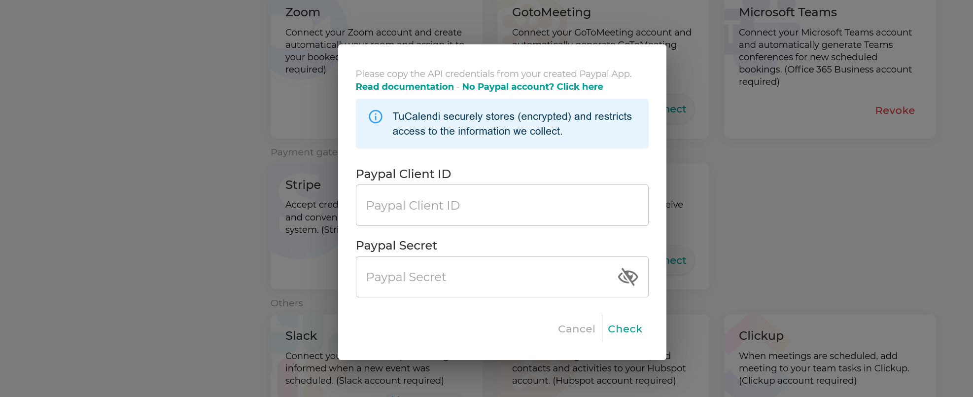 TuCalendi Paypal Integration