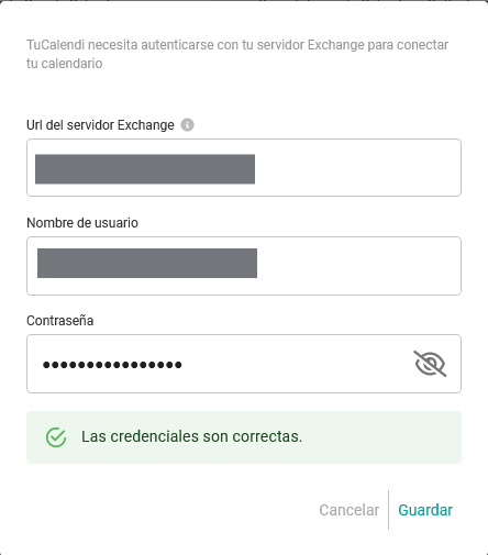 Microsoft Exchange server calendar integrado