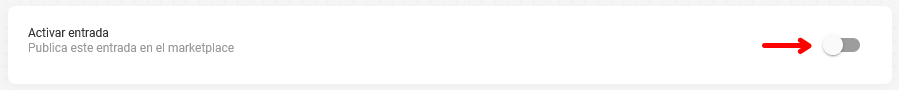 Activar la entrada del marketplace