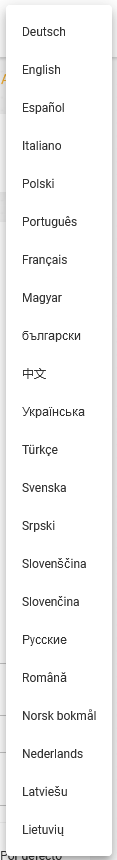 Language list