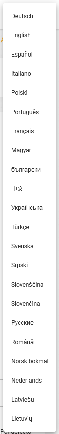 Listado idiomas