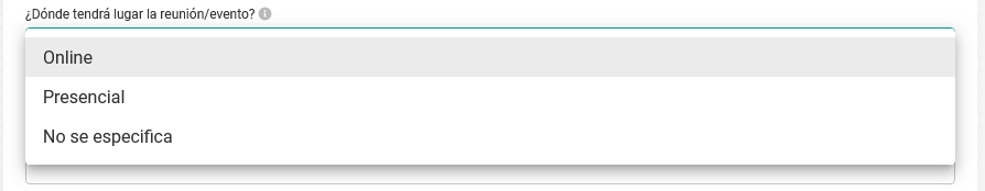 Opciones lugar de la reunión