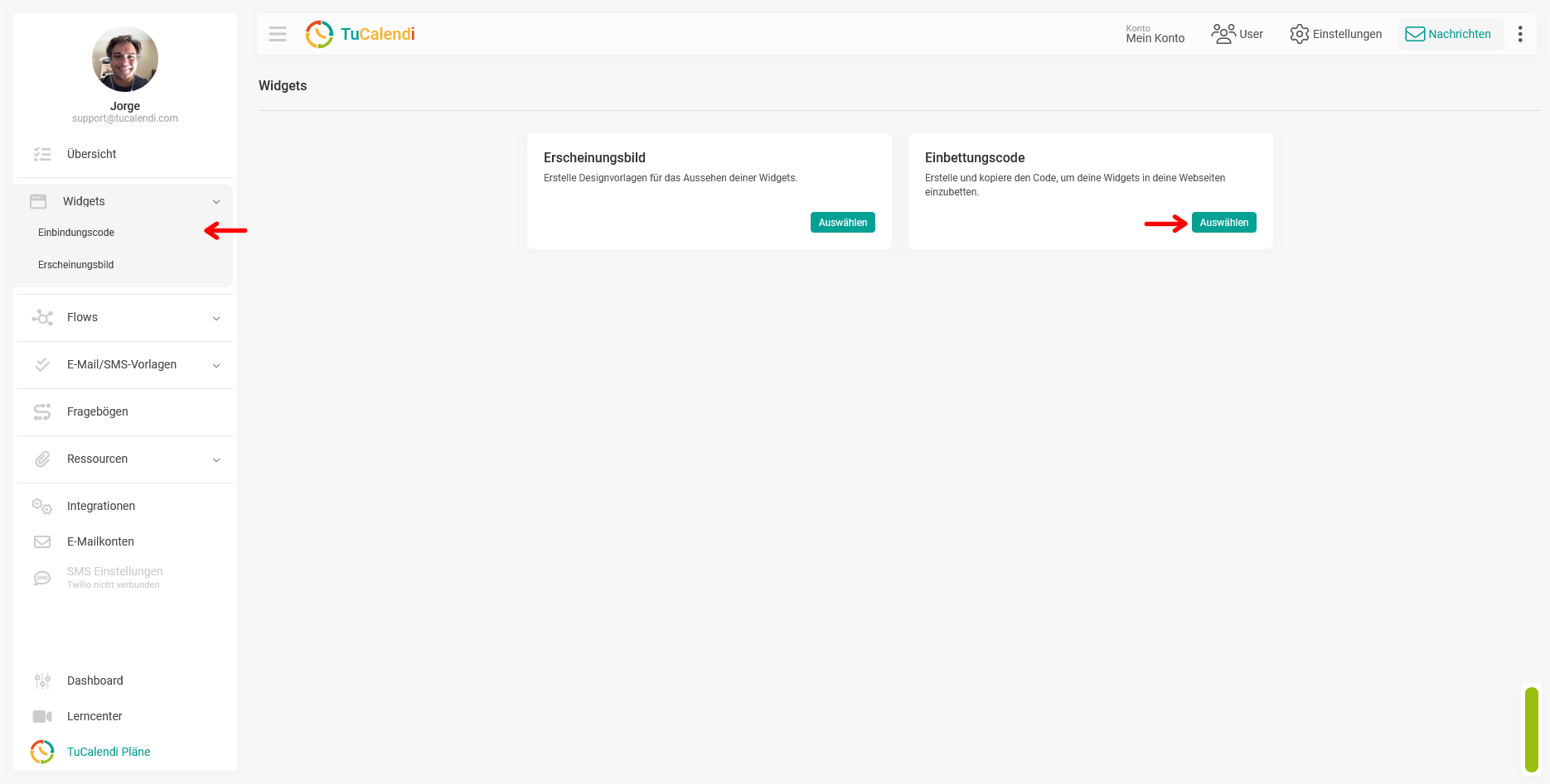TuCalendi 3.0 Widget Einbettungscode