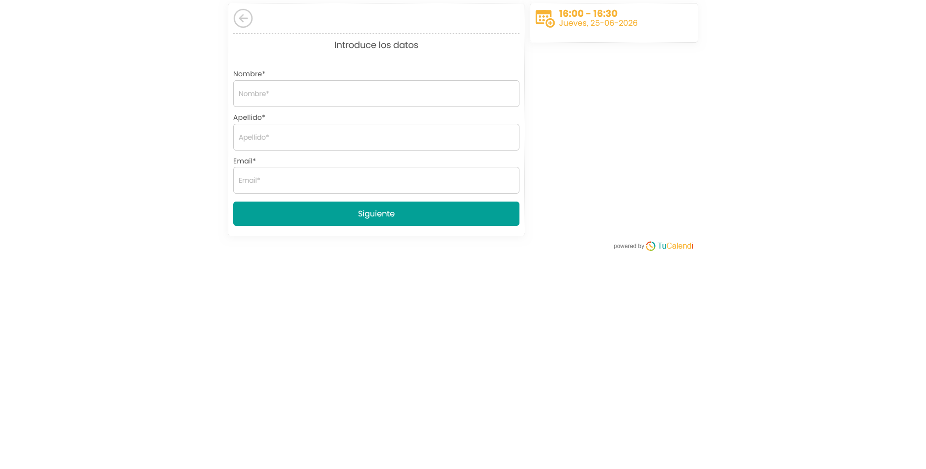 Paso 3 del widget V3 de TuCalendi usado en meetfy.me