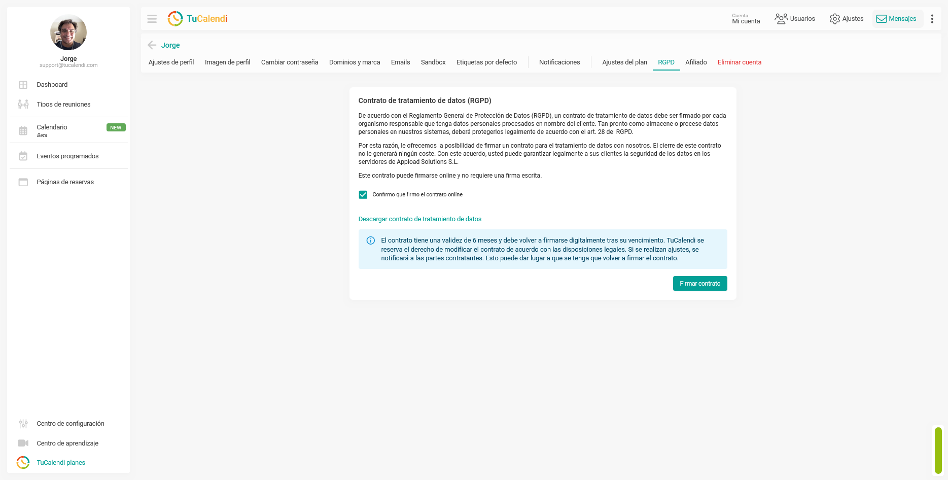 Confirmar firmar contrato RGPD