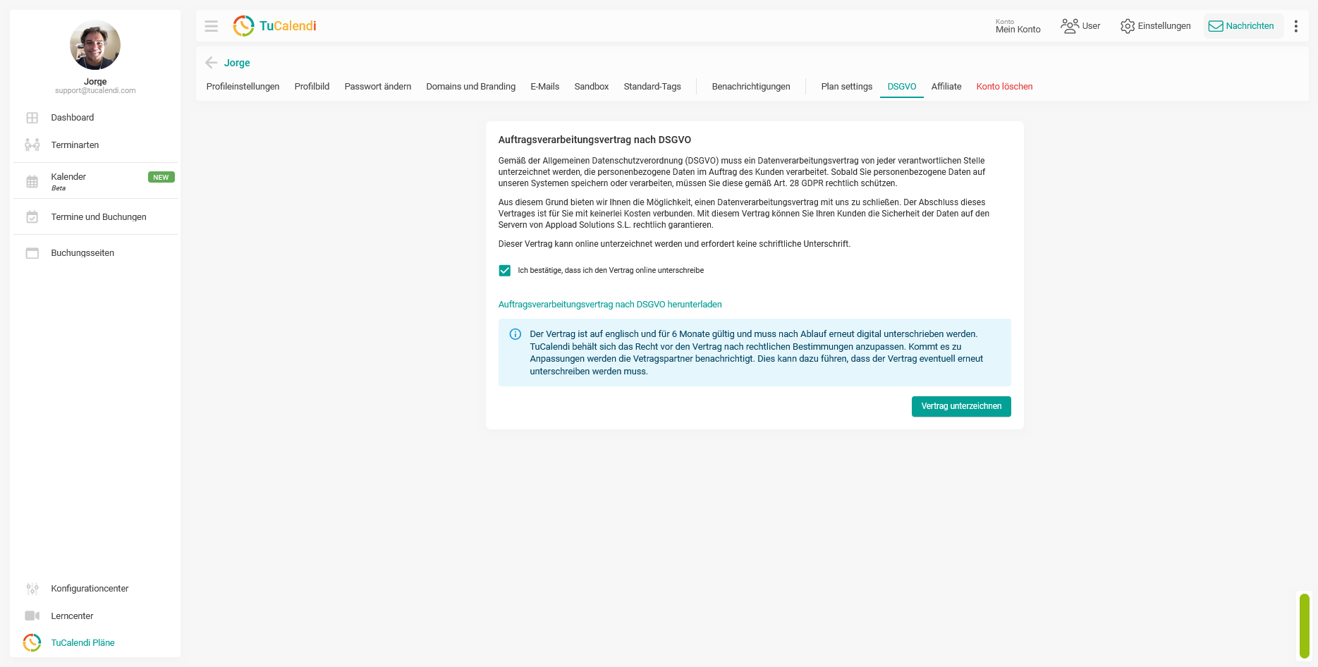 DSGVO-Vertrag bestätigen