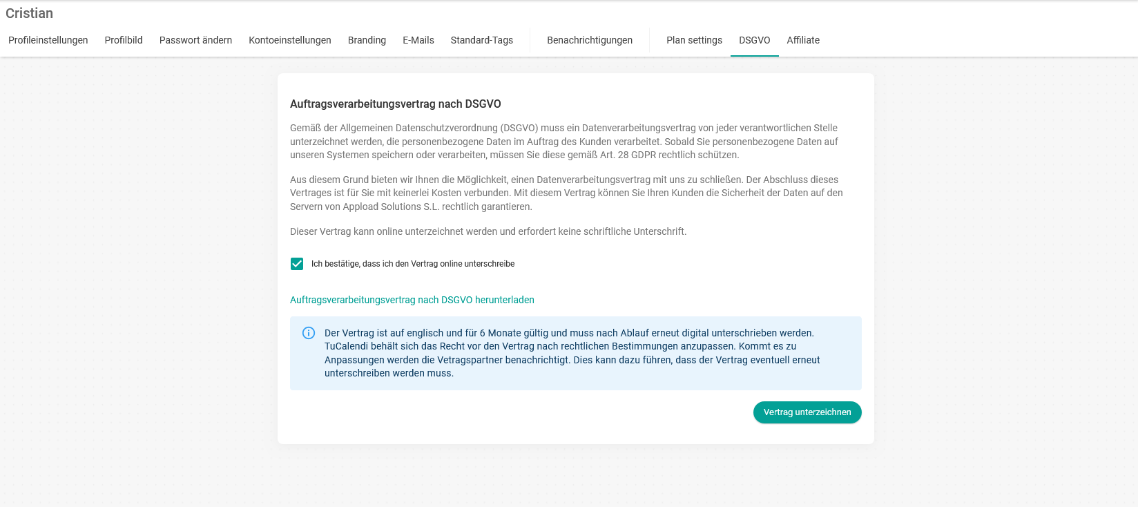 DSGVO-Vertrag unterzeichnen