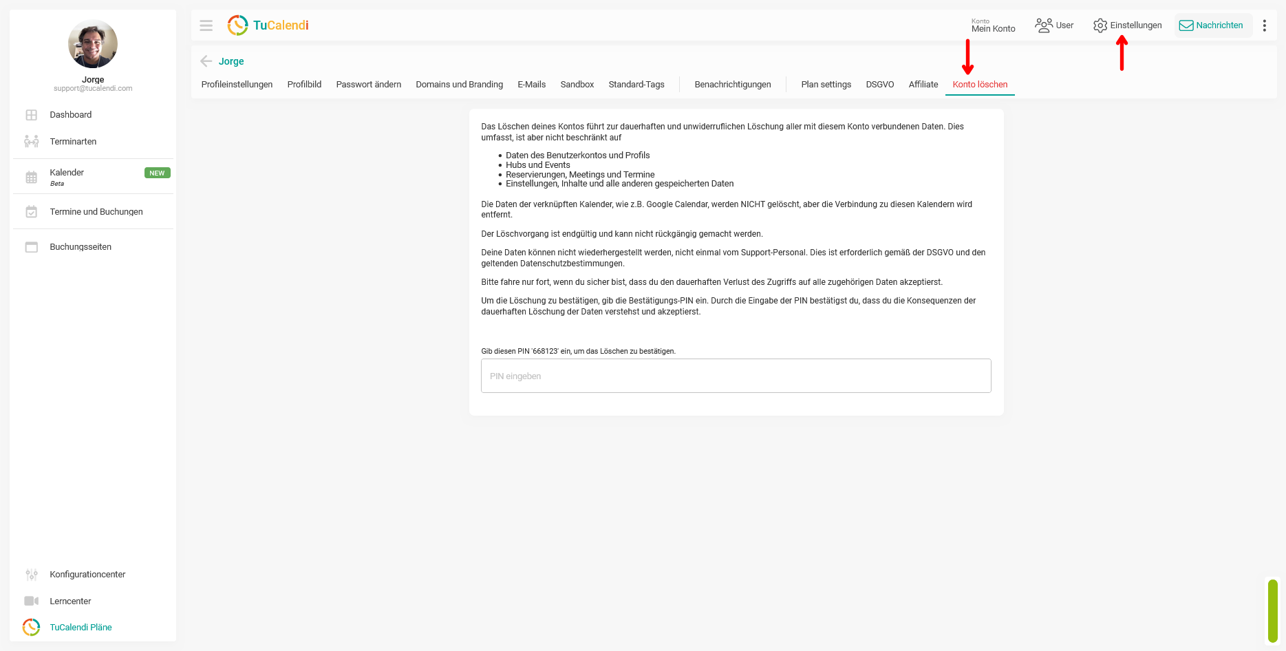 Konto löschen