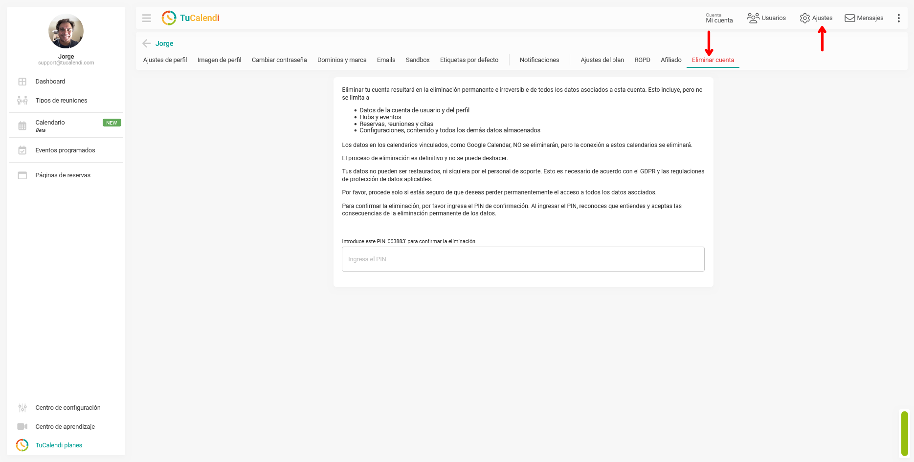 Eliminar cuenta