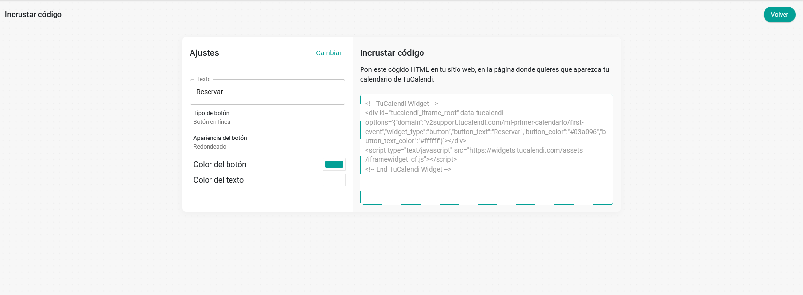 Incrustar código de botón