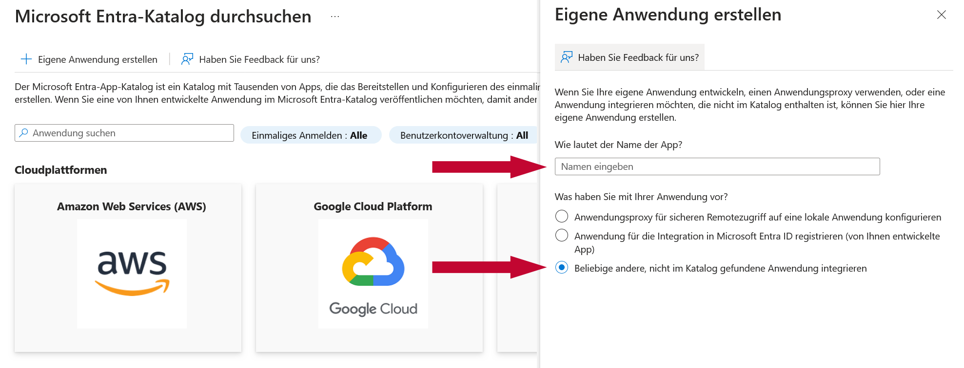 Entra ID Anwendung Namen vergeben