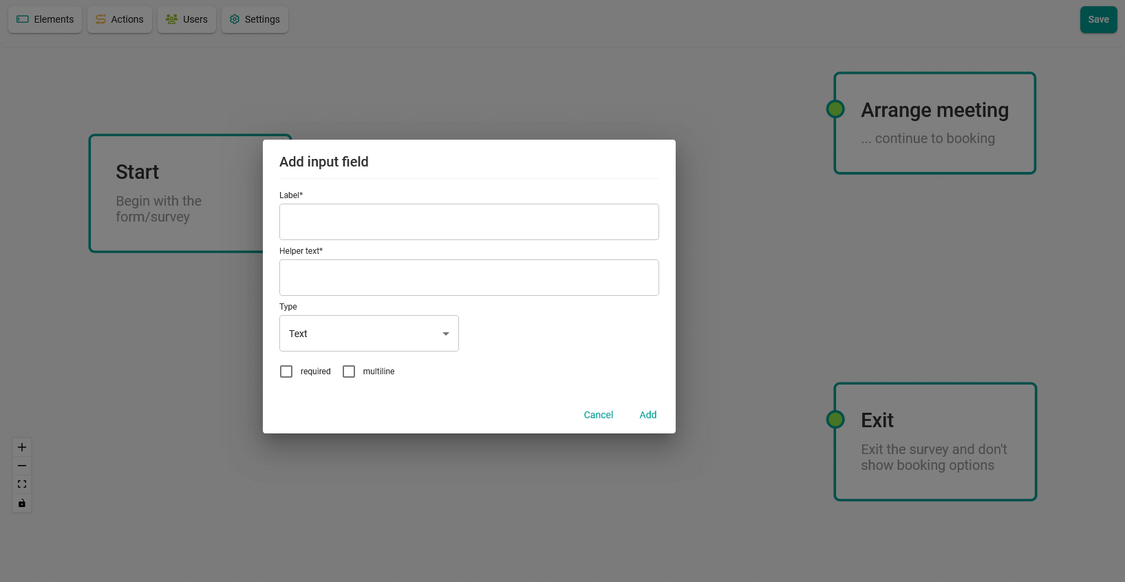 Add text field element in the survey