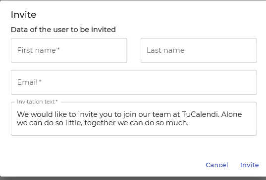 Invite a new user