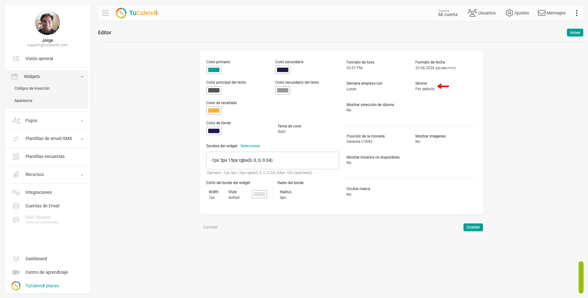 Elegir idioma del widget