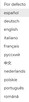 Listado de idiomas en el widget