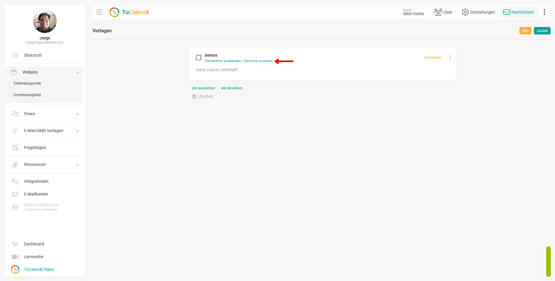 Element der Designvorlage für das Widget zuweisen