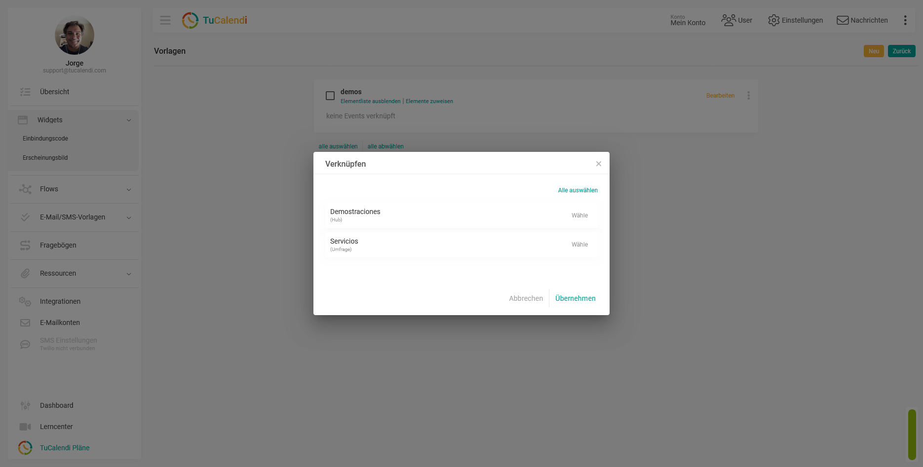 Element mit der Designvorlage für das Widget verknüpfen