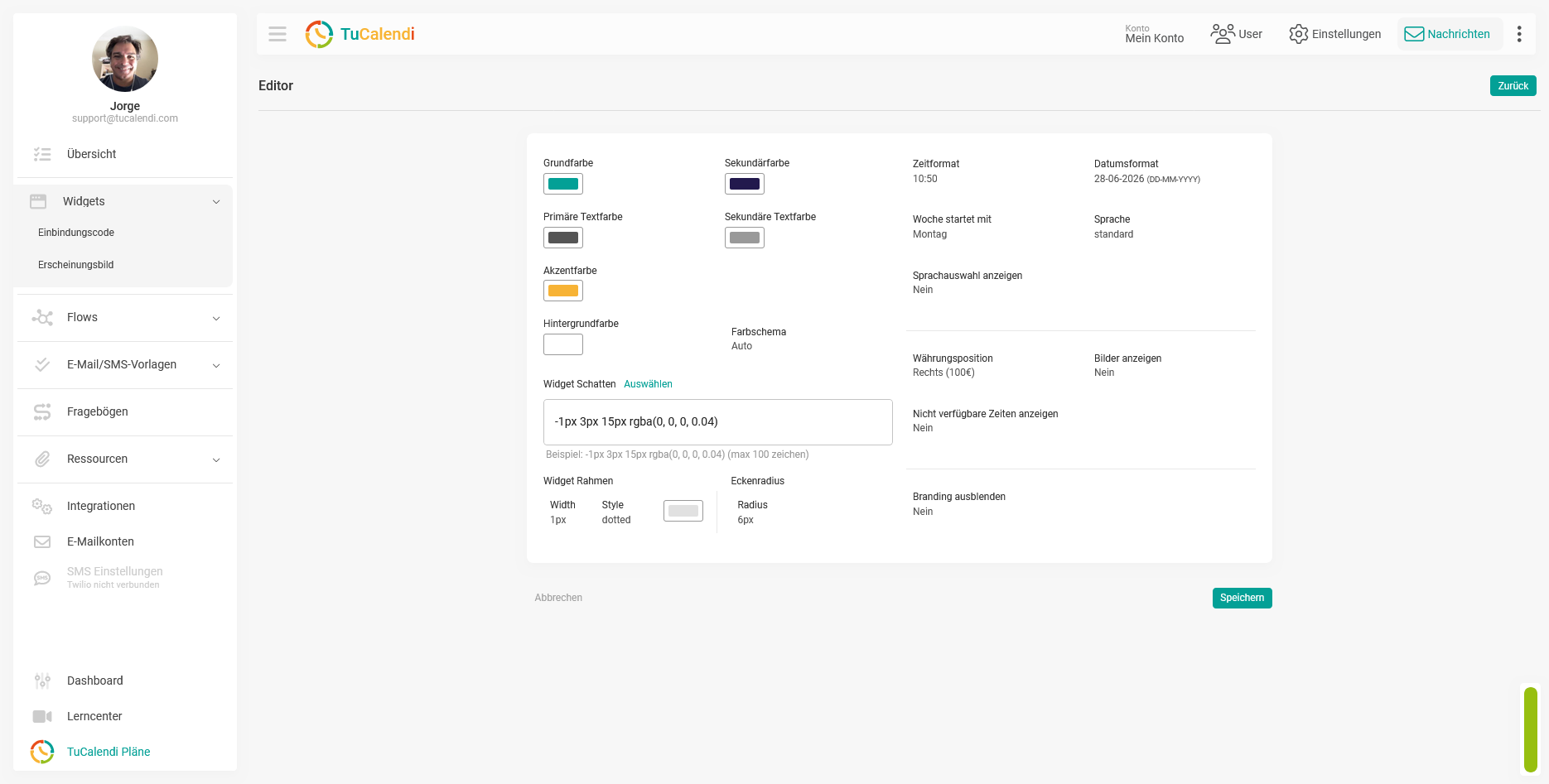  Erscheinungsbild des Widgets mit benutzerdefinierten Farben