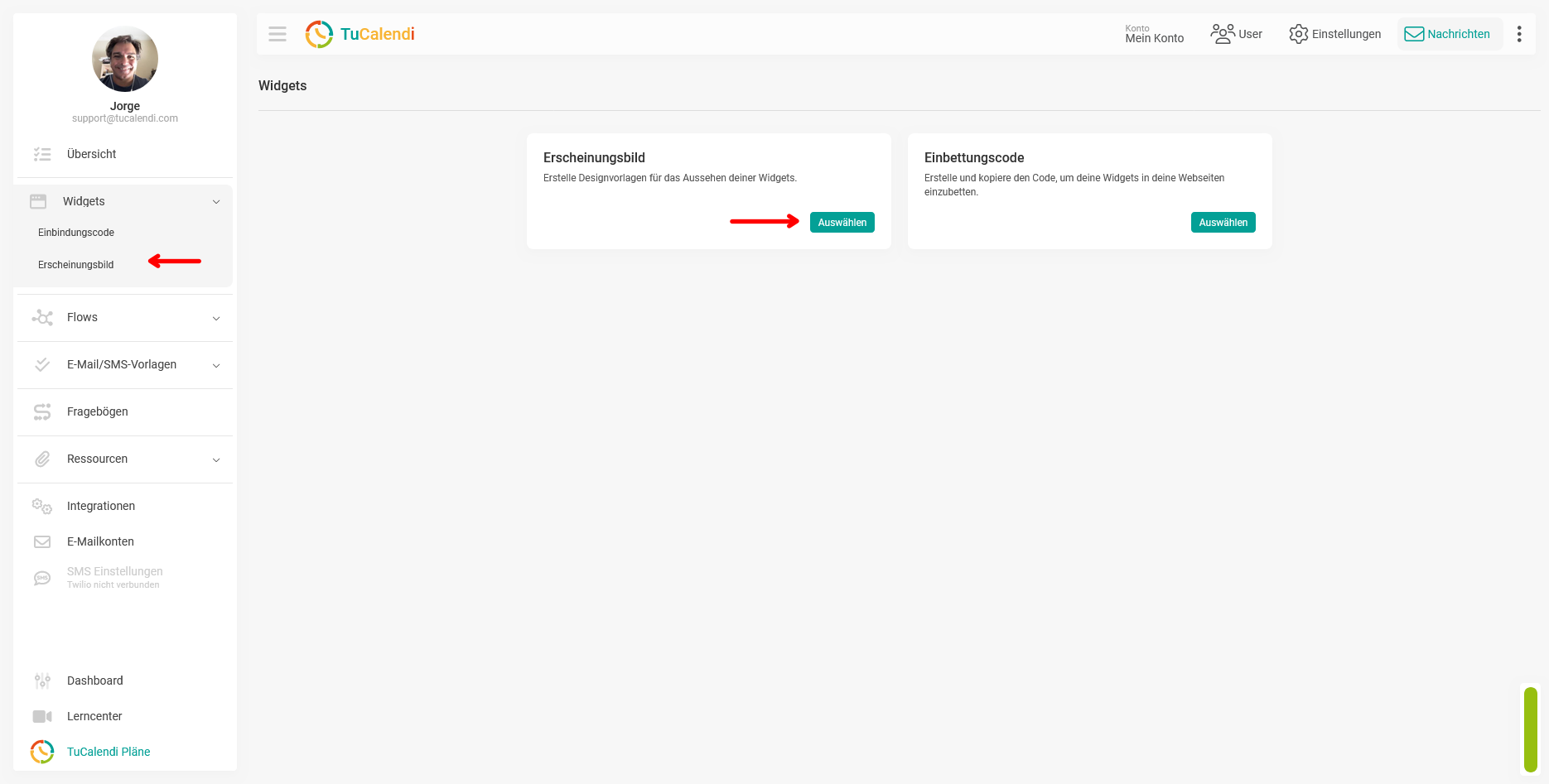 Erscheinungsbild des Widgets