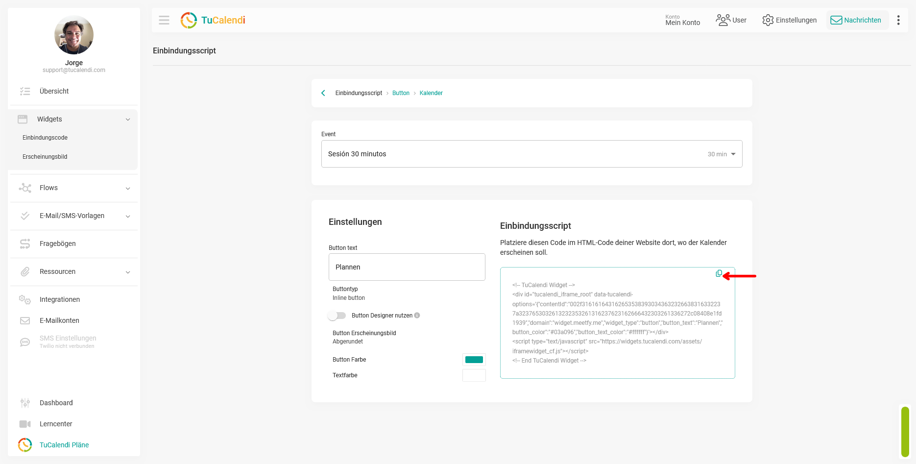 Rekrutierungscode der Schaltfläche kopieren