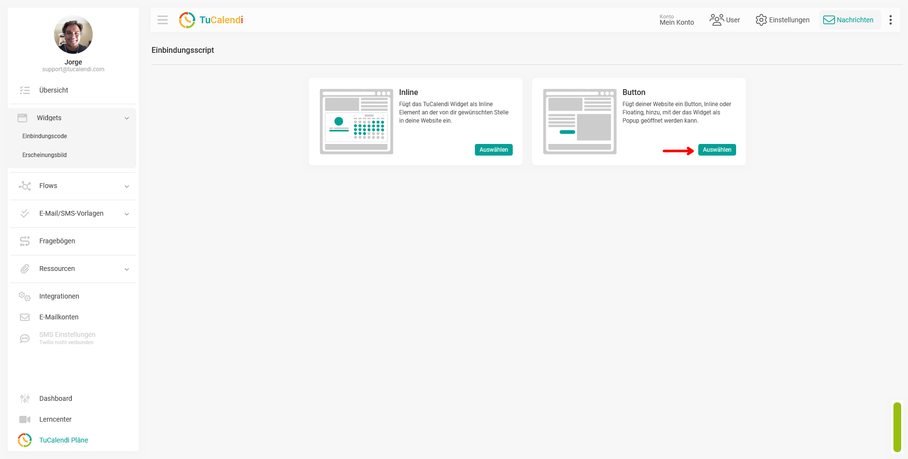 Widget code Button Einfugen