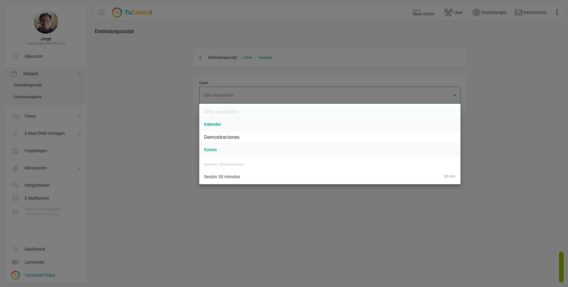 Widget zum einfugen von code fur einen online kalender termin order kalender auswahlen