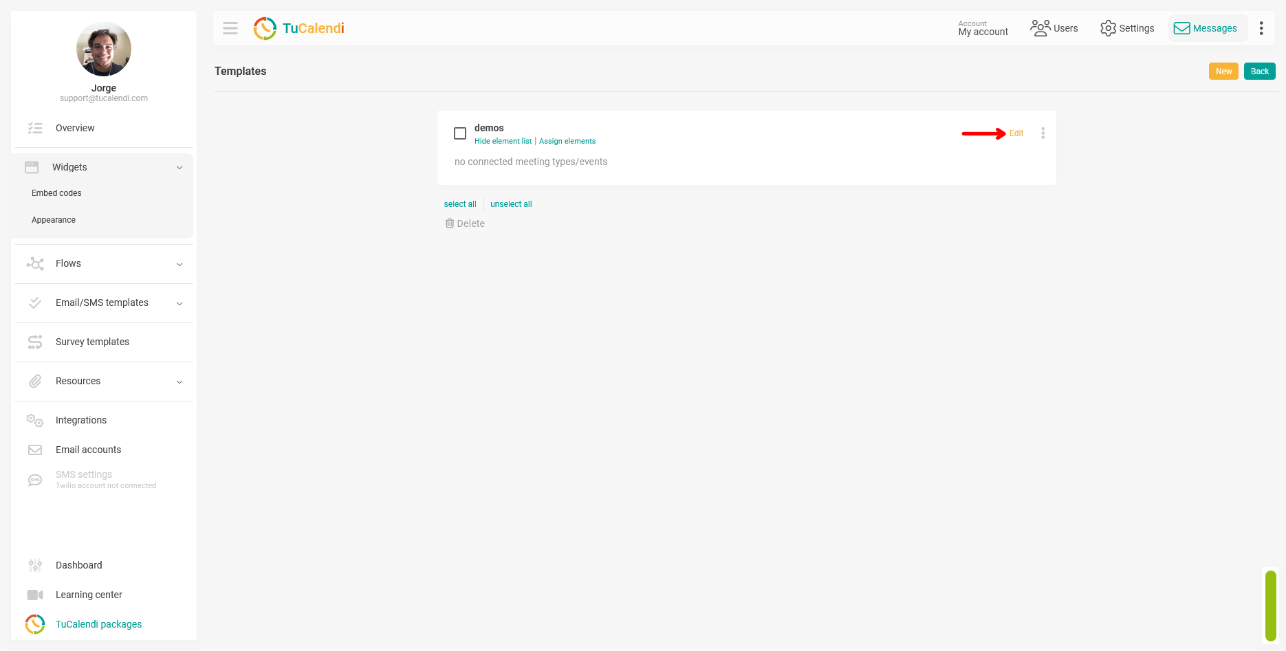 Edit widget appearance template