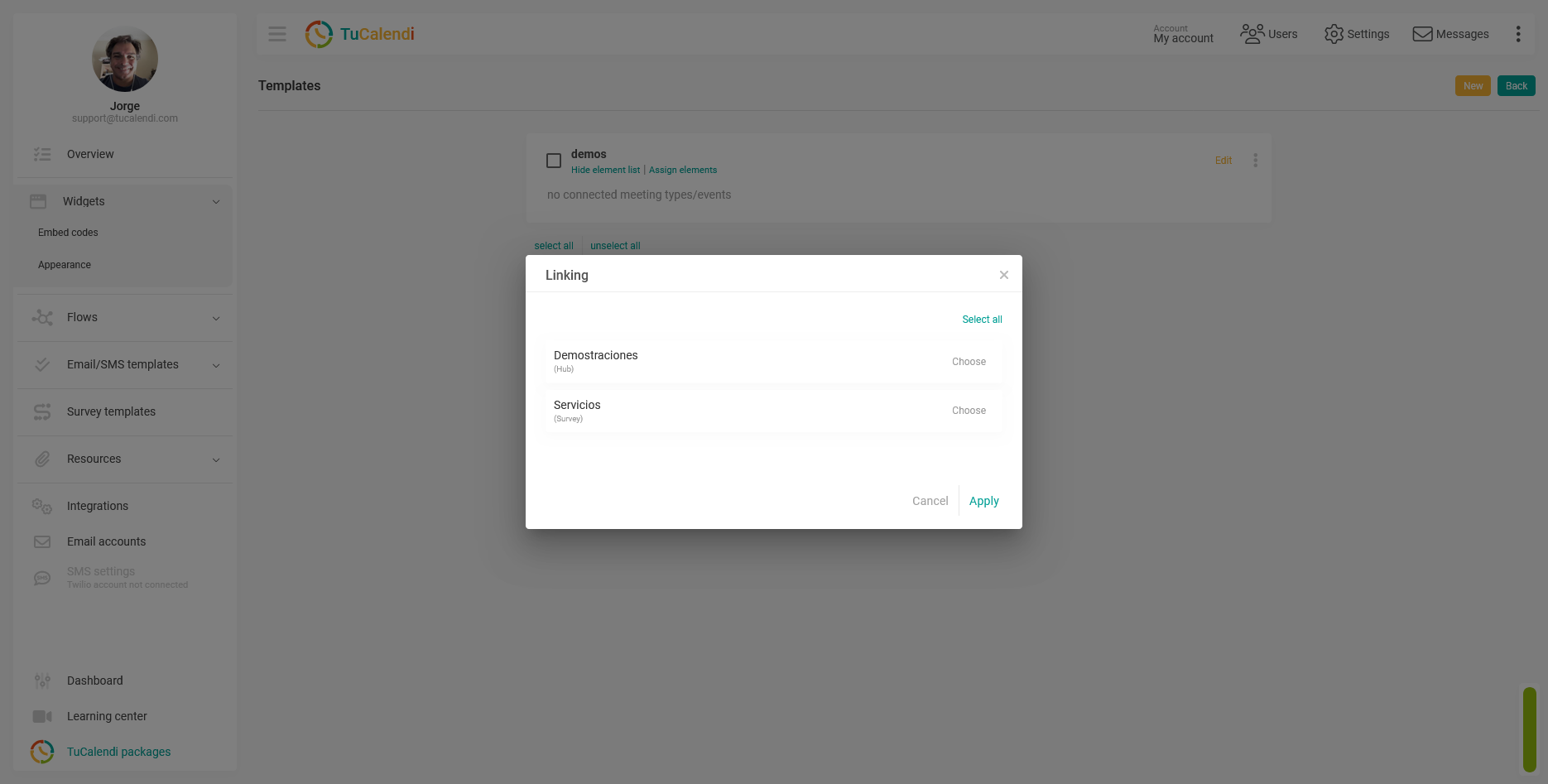 Linking elements to widget appearance template