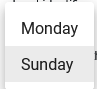 Select the starting day of the week