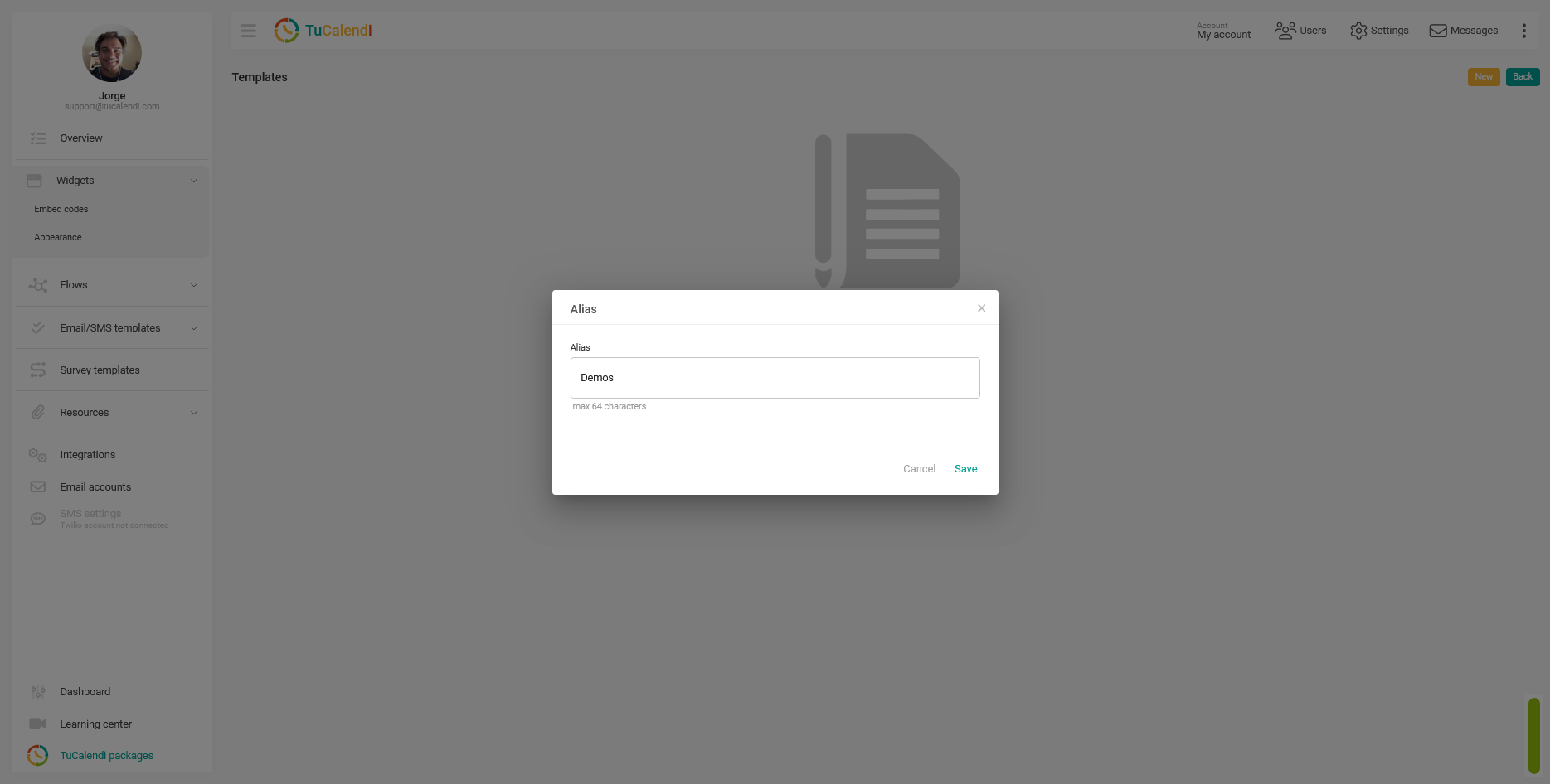 Widget apperance template alias