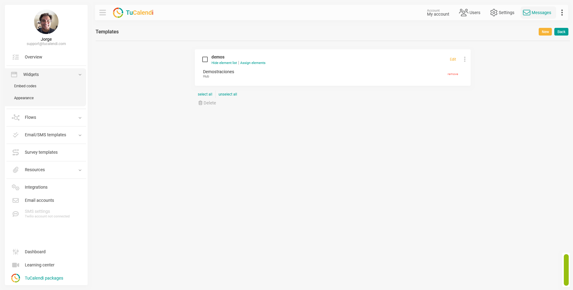 Widget appearance template with element