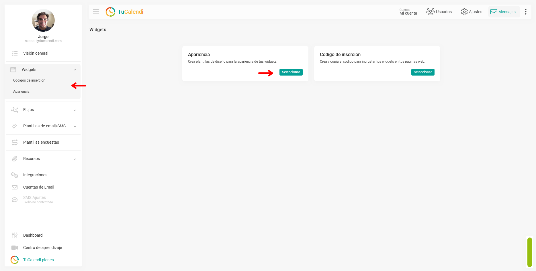 Apariencia del widget