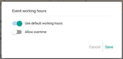 Event working hours
