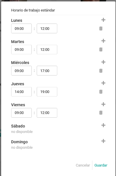 Horario de trabajo estándar fijado